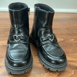 Zara Black Kids Boots with Heart Detail